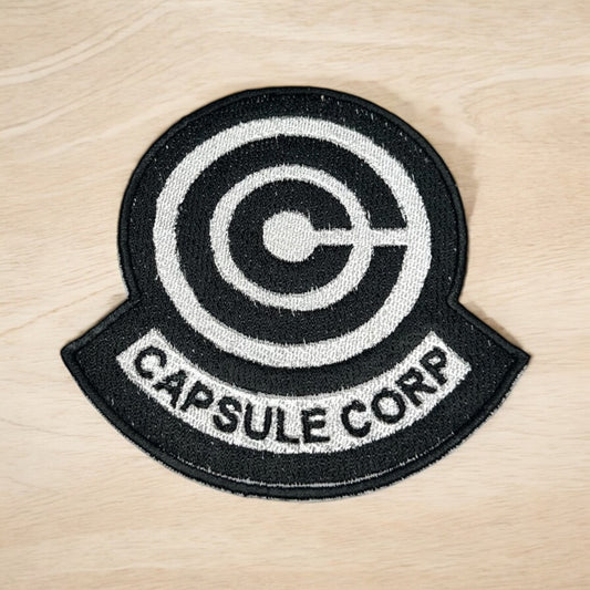 4 inch Black and White Capsule Corp Logo Patch