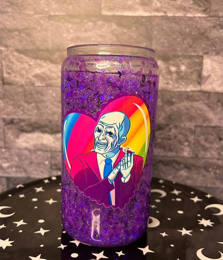 16oz Glitter Globe Glass Can Tumbler - The Gentlemen of Buffy the Vampire Slayer "Hush"