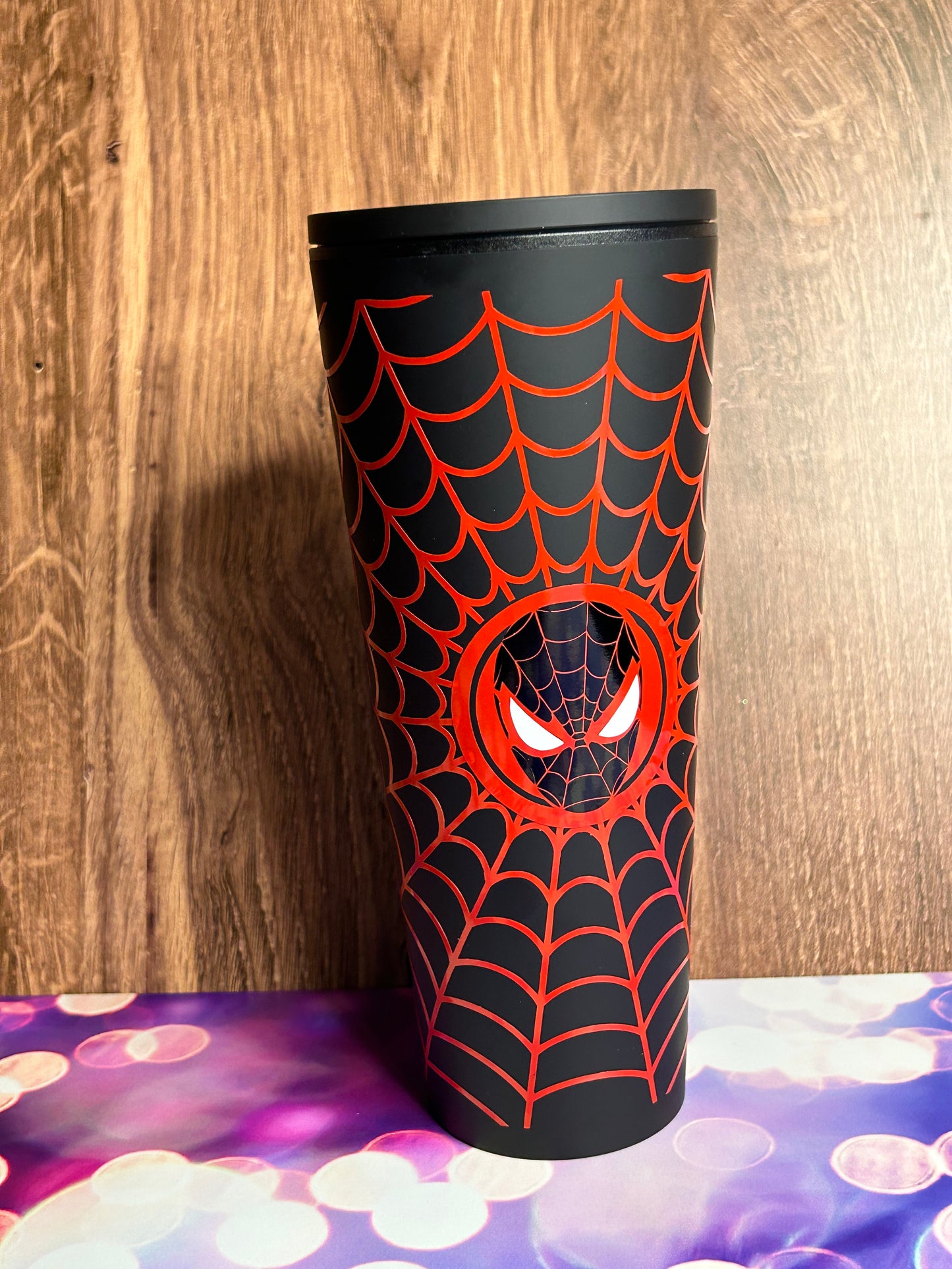 Miles Morales Spiderman 24oz Matte Black Tumbler